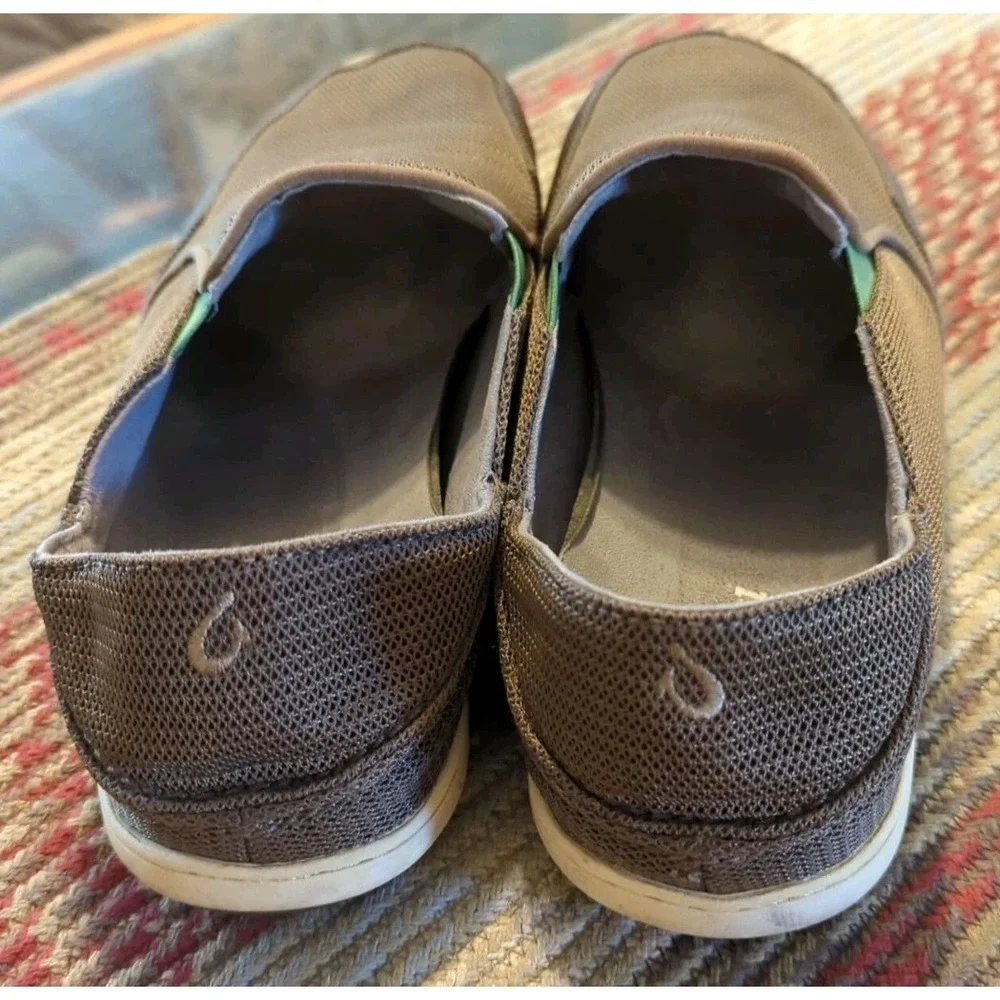 OluKai Nohea Men's Sz 10 Mesh Slip-On Mustang-Lime Loafer Slides Sidewalk Surfer